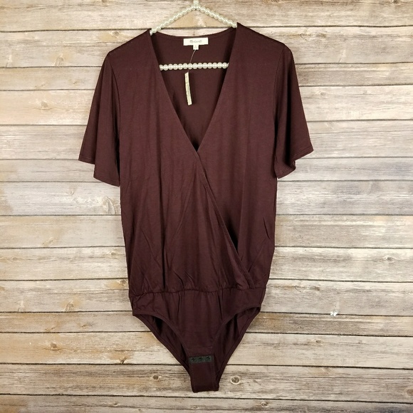 Madewell Tops - NWT Madewell maroon wrap style bodysuit